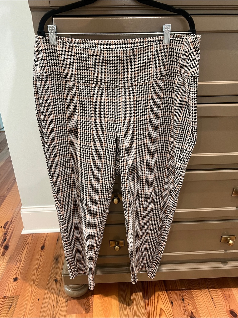 J.Jill Wearever Classic Houndstooth Slim Trousers - Black, Brown & Tan